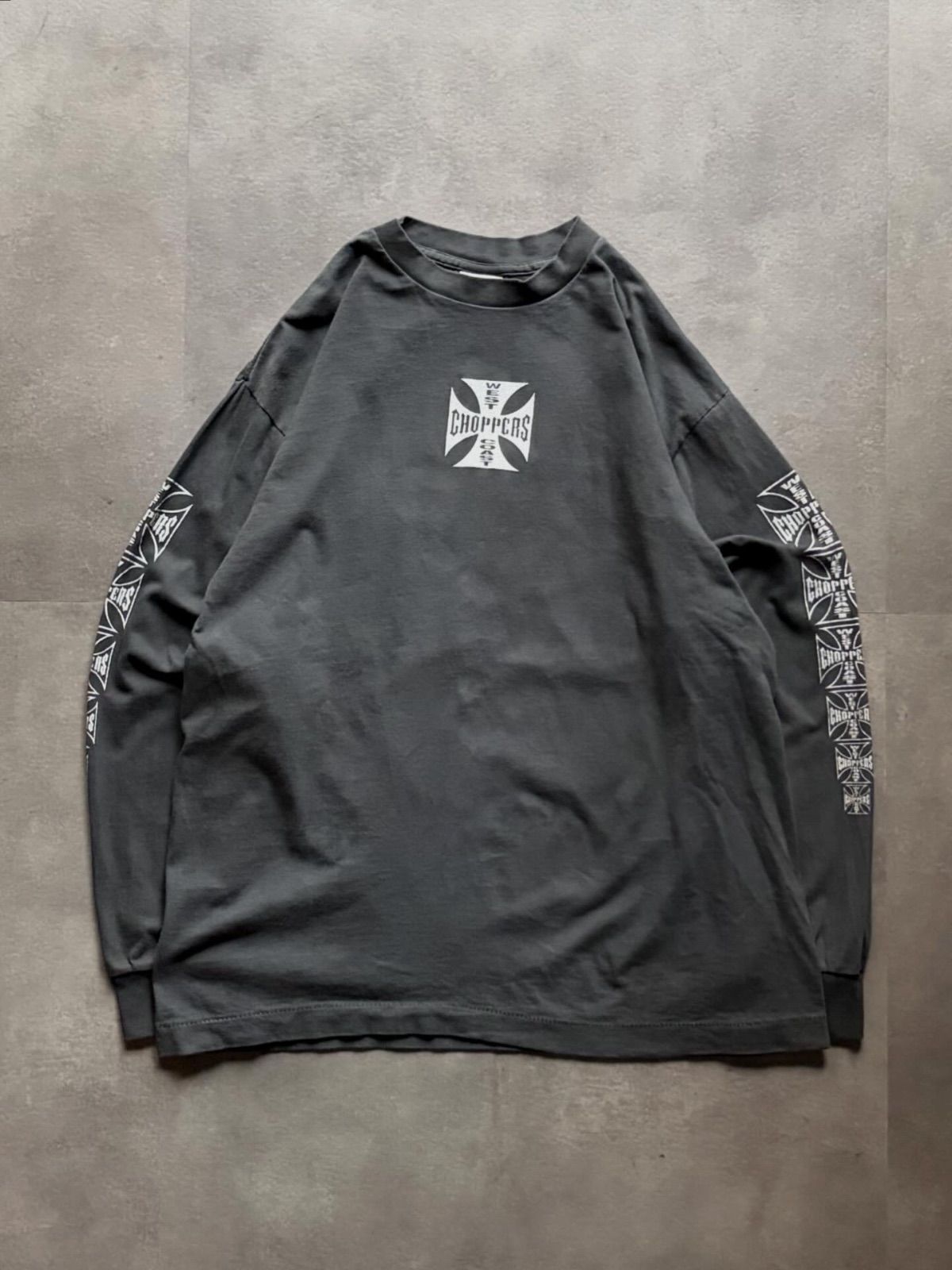 WEST COAST CHOPPERS ロンT 長袖Tシャツ L ブラック 袖プリント USA製 