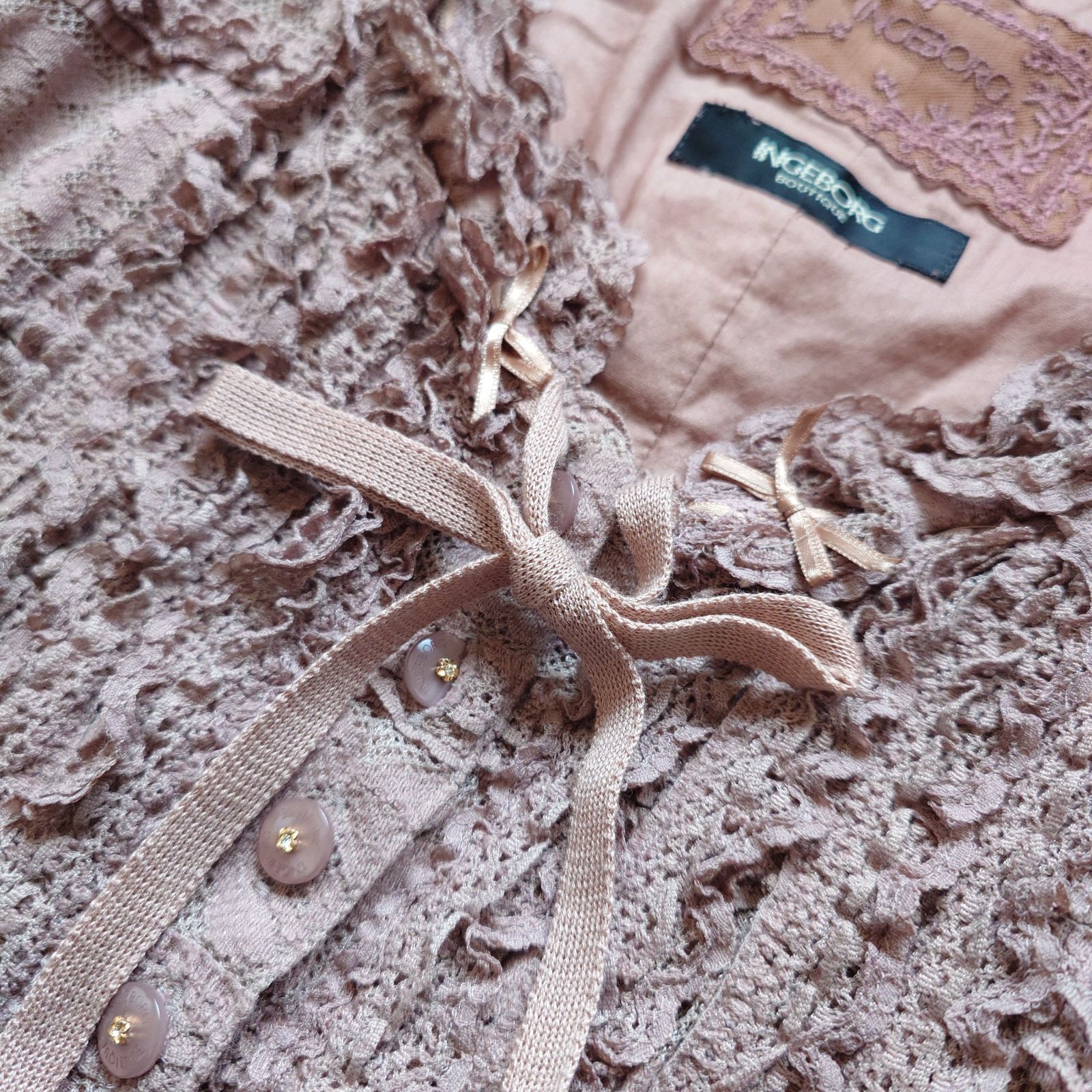 美品 INGEBORG インゲボルグ 総レース ピンタック ピコフリル