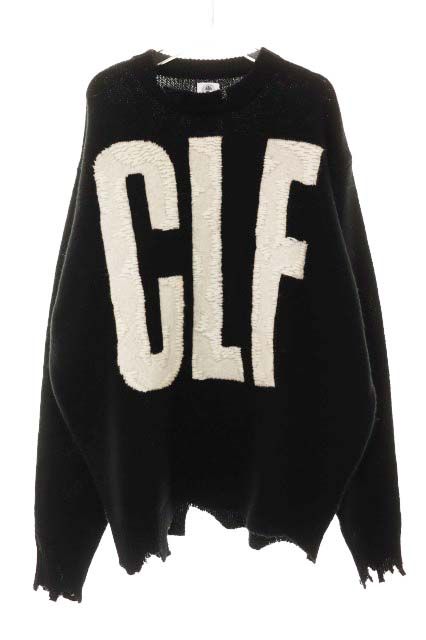 セントマイケル SAINTMICHAEL 22AW CLF KNIT MEN BLACK Lサイズ SM-A22-0000-033 ダメージ加工 長袖 セーター ニット ブラック 黒 【ブランド古着ベクトル】【中古】260524