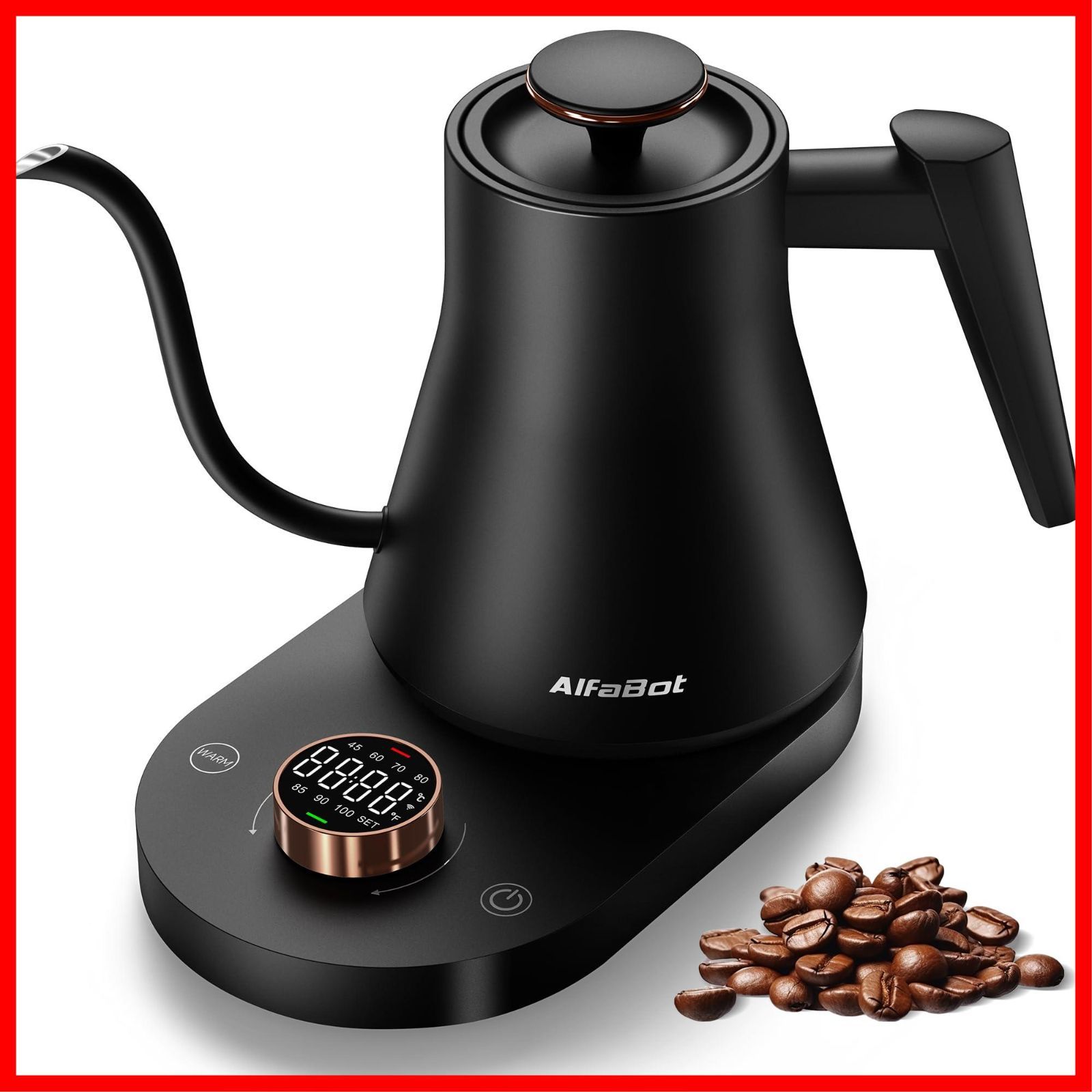 【在庫処分】電気ケトル 温度調節 コーヒーケトル 細口 ドリップケトル 1℃単位温度設定 1.0L大容量 空焚き防止 AlfaBot 急速沸騰 8時間保温 LED表示パネル 電気ポット お手入れ簡単 お茶 コーヒー