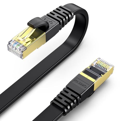 KASIMO LANケーブル 15m ランケーブル CAT8 カテゴリー8 超高速 40Gbps/2000MHz フラットケーブル 有線lanケーブル イーサネットケーブル wi-fiケーブル 爪折れ防止 二重シールド CAT8準拠 パソコン a3f2cf19