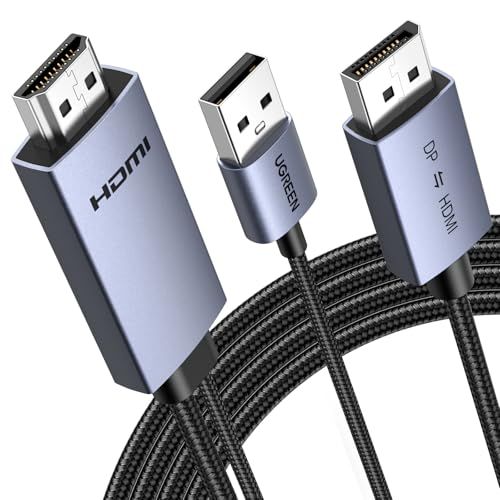 UGREEN DP to HDMI 双方向変換ケーブル HDMI to DP 4K@60Hz対応 ディスプレイ出力4K@30Hz対応 アクティブ式 双方向伝送 HDCP, HDR, Dolby, 21.6Gbps 高耐久性アルミ製 複製・拡張 67f5a84c