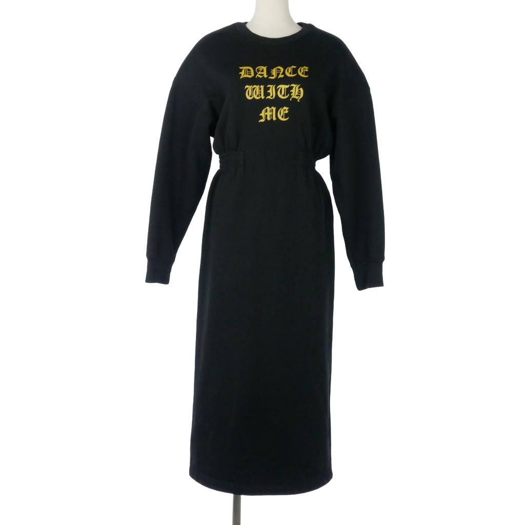 ジョンローレンスサリバン JOHN LAWRENCE SULLIVAN PRINTED SWEAT DRESS プリント スウェットドレス ワンピース S ブラック 黒 5D016-1220-22