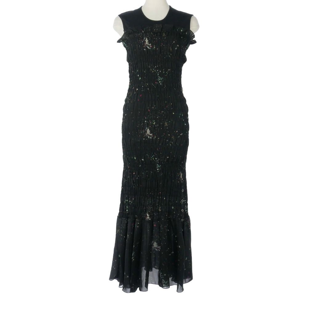 ラムシェ RUMCHE GINGA' Shirring Dress 'GINGA'シャーリングドレス ギャザーノースリーブ ワンピース F ブラック 黒 R25S10308