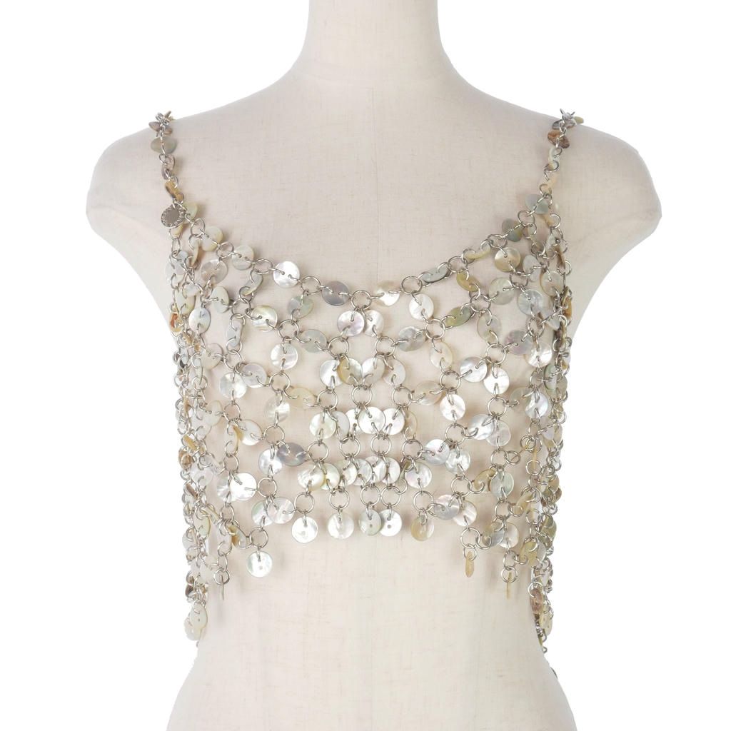 チカキサダ Chika Kisada 23AW shell button bustier シェルボタン ビスチェ F シルバー グレー
