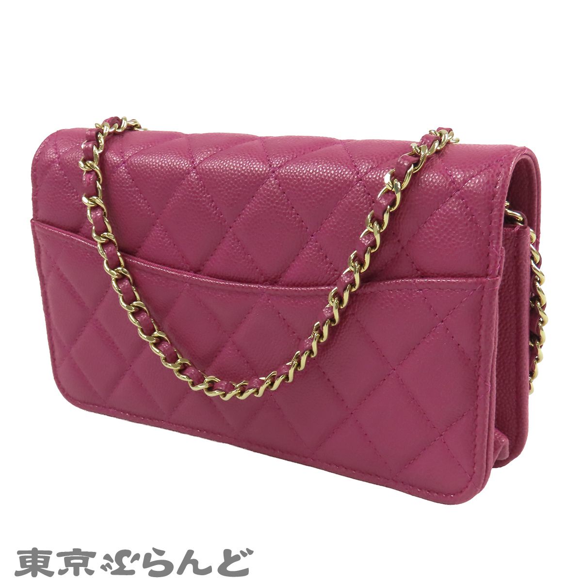 シャネル CHANEL チェーンウォレット パープル ゴールド金具 キャビア 