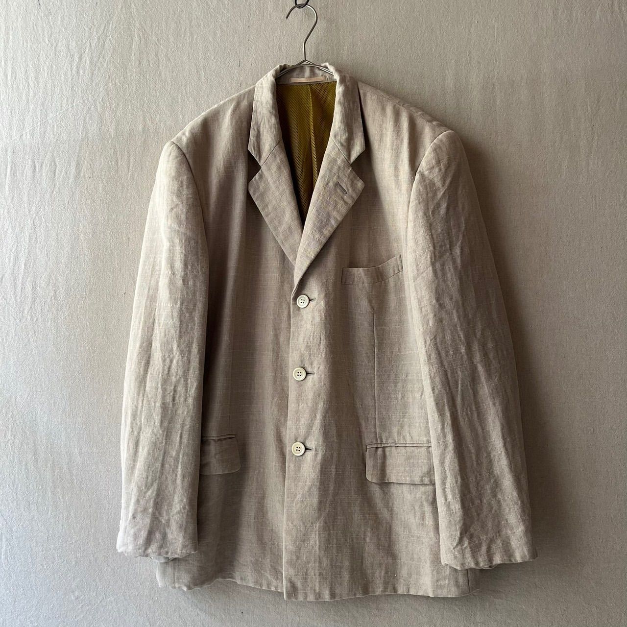 【リネン×ウール】AD1995 COMME des GARCONS HOMME PLUS ジャケット / M 裏地メッシュ テーラード アーカイブ 90s O6-01020-1783
