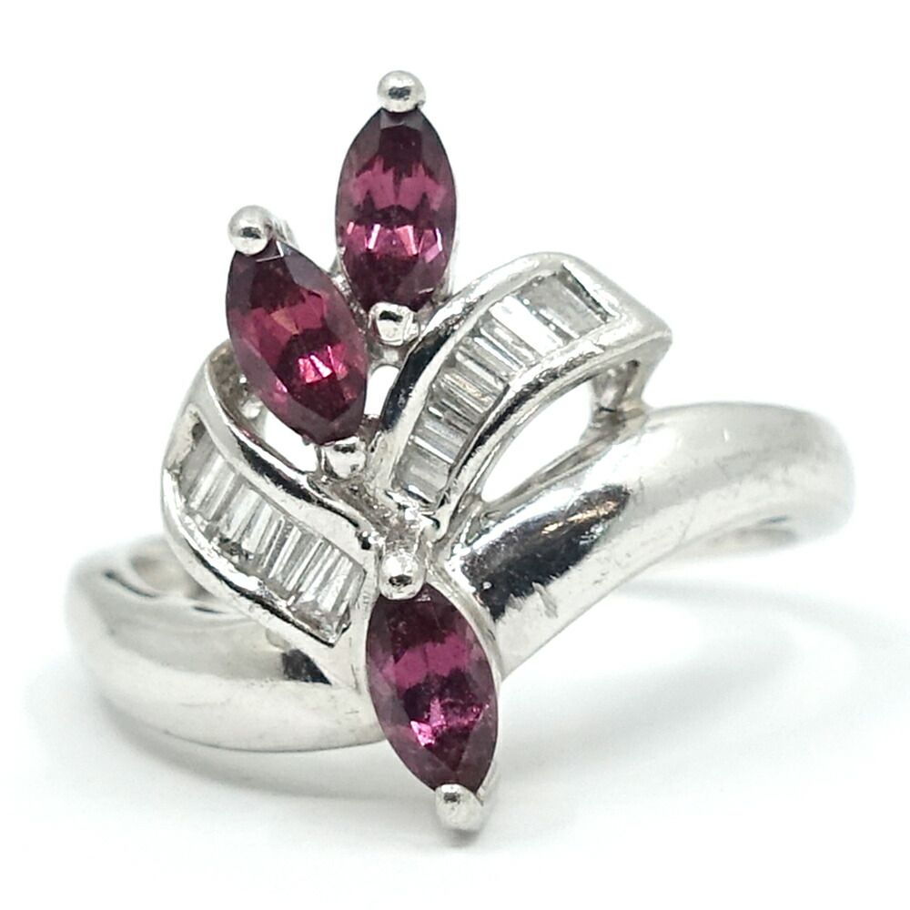 【栄】ジュエリー リング 指輪 ガーネット 0.65ct ダイヤモンド 0.101ct Pt900 プラチナ 約5.7g 11号 レディース 本体のみ