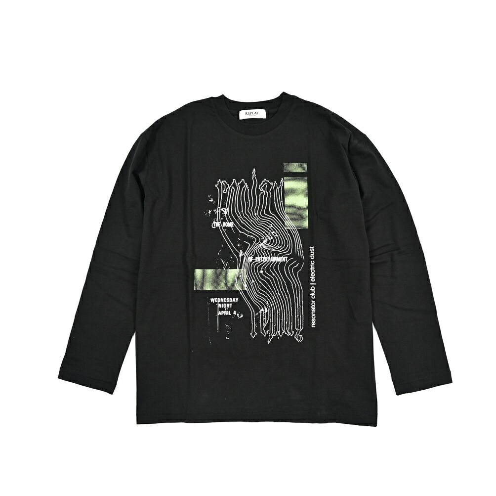 REPLAY リプレイ / 長袖 Tシャツ ロンT カットソー クルーネック ワイドシルエット 春夏 レディース コットン 100% ロゴ ブラック 434870
