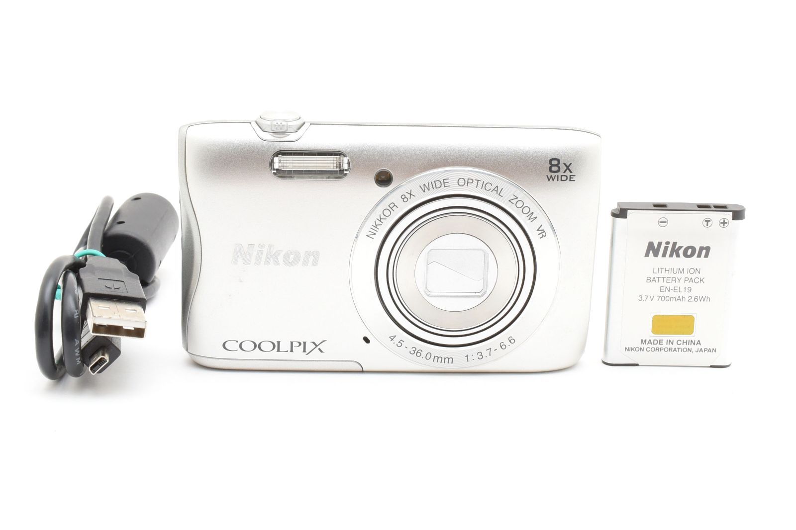 ★極上品★ ニコン Nikon COOLPIX S3700 シルバー 2005万画素 【Wi-Fi搭載・スマホ転送OK！】 #0647A