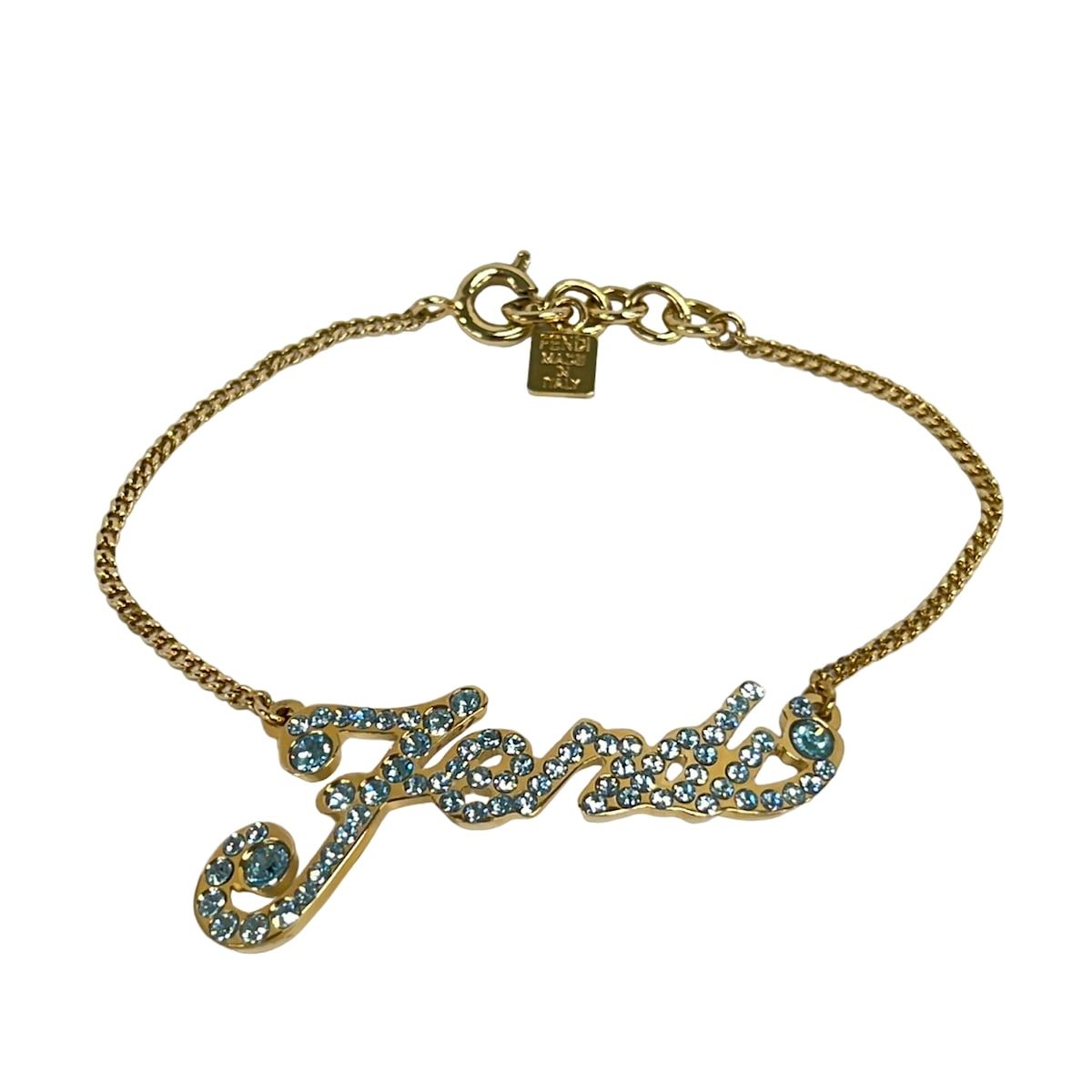 FENDI(フェンディ) ブレスレット美品 - ゴールド×ライトブルー - メルカリ