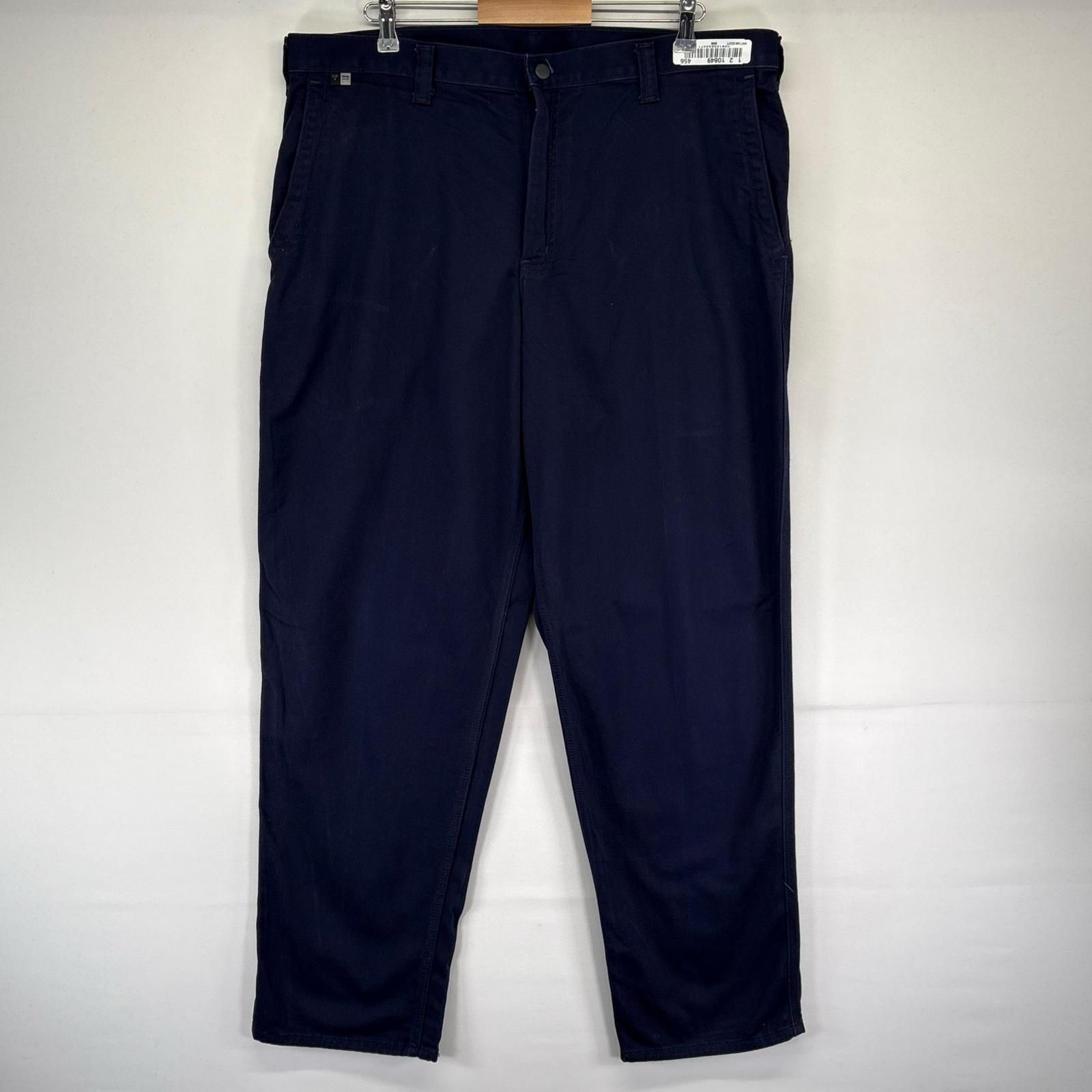 古着 カーハート Carhartt パンツ チノパン ワンポイントロゴ 大きいサイズ ワーク W40 L32 ネイビー系 メンズ