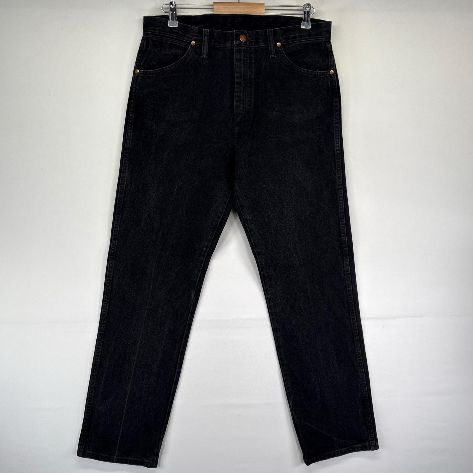古着 ラングラー Wrangler デニム パンツ ストレート ジーパン ワンポイントロゴ ジーンズ W34 L34 ブラック系 メンズ
