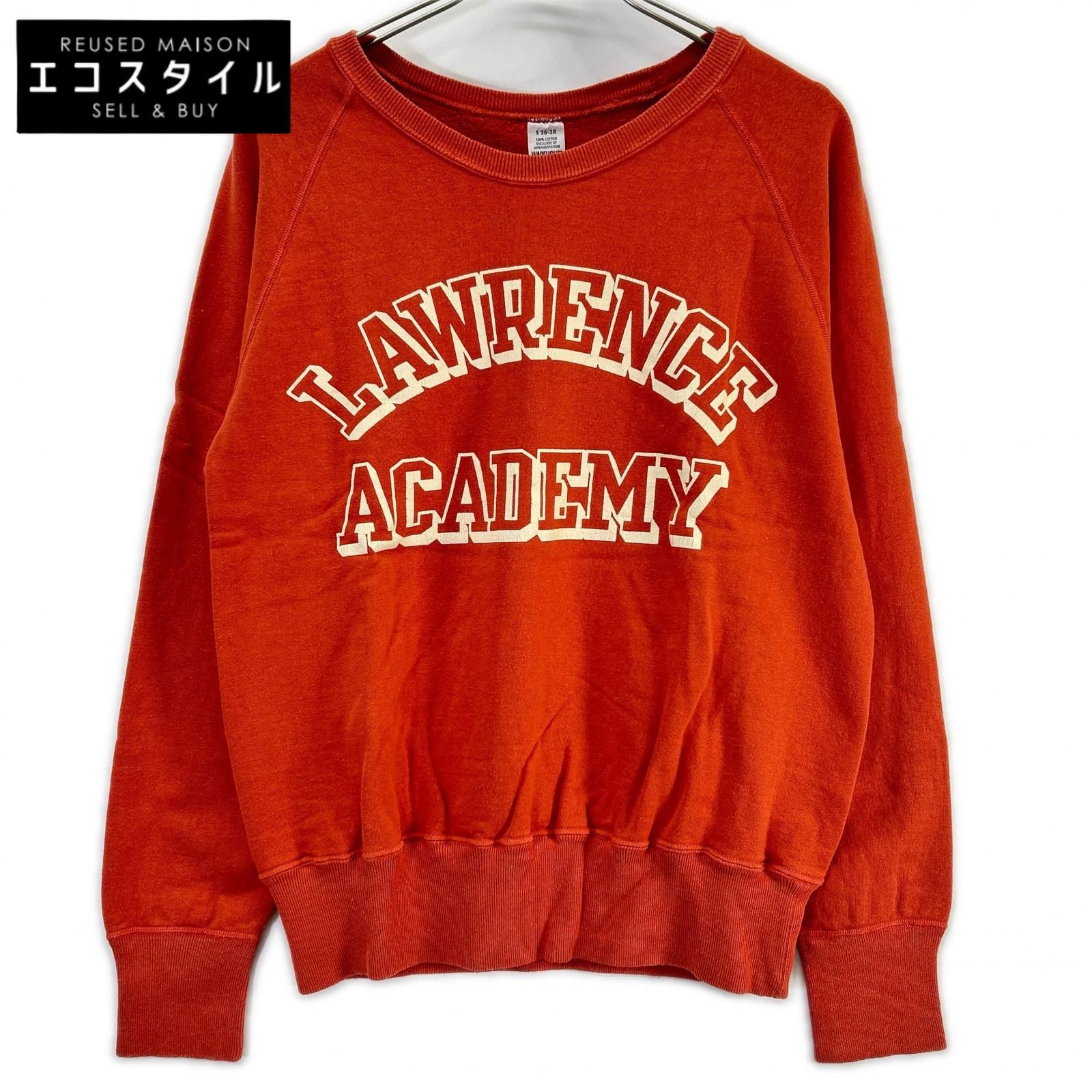 WAREHOUSE　ウエアハウス　レッド プリント ラグラン スウェットシャツ　S(36-38)