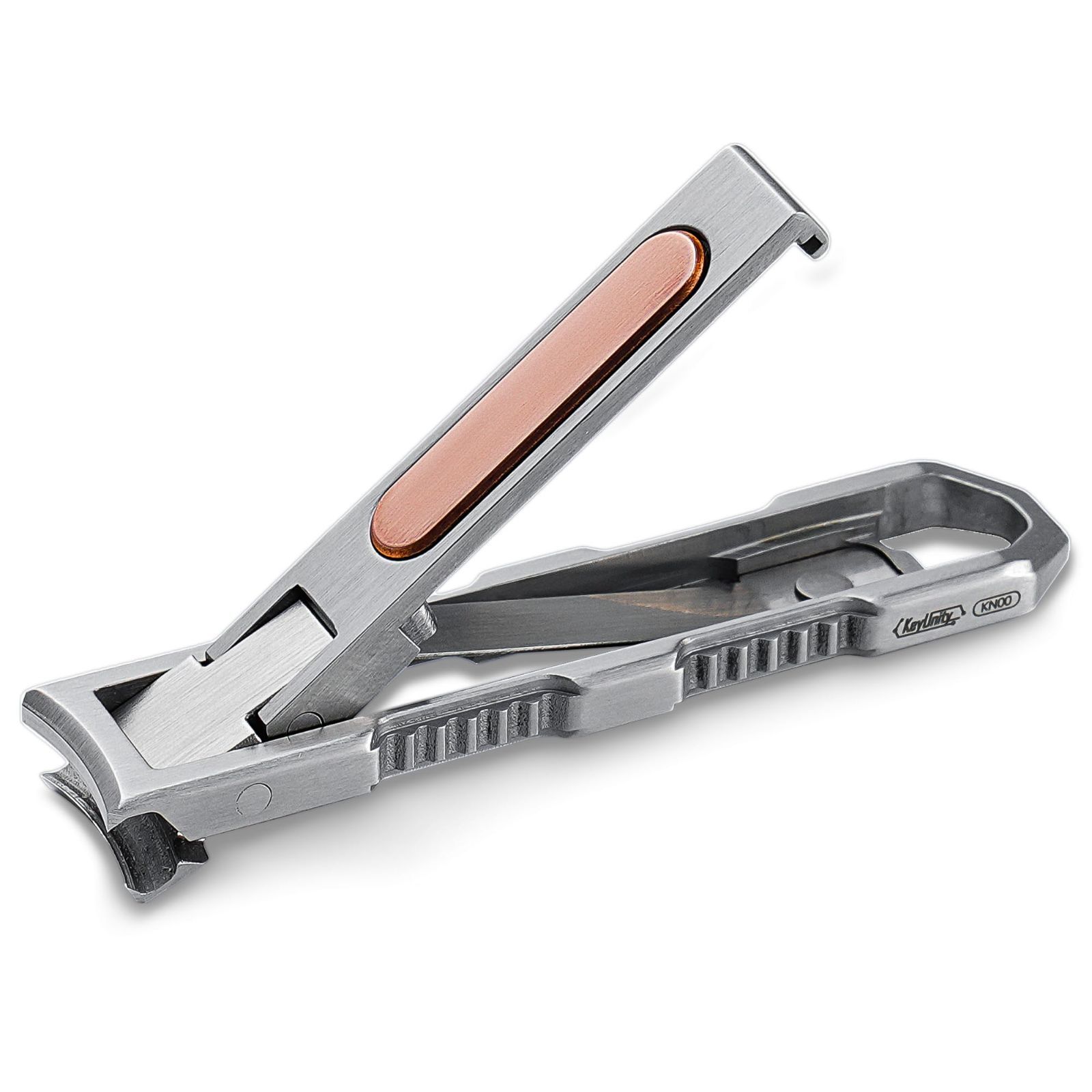KeyUnity 爪切り 折りたたみ ステンレス 爪やすり内蔵 KN00 つめきり キーリング付き カーブ刃 小型 薄型 軽量 ネイルクリッパー リーフタイプ スリム 高級 ツメキリ 携帯用 人気 コンパクト 旅行 家庭 プレゼント