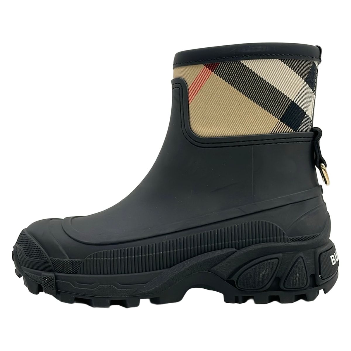 BURBERRY LONDON ENGLAND(バーバリーロンドンイングランド) レインブーツ 36 レディース - 黒×ベージュ×マルチ チェック柄 15,022円