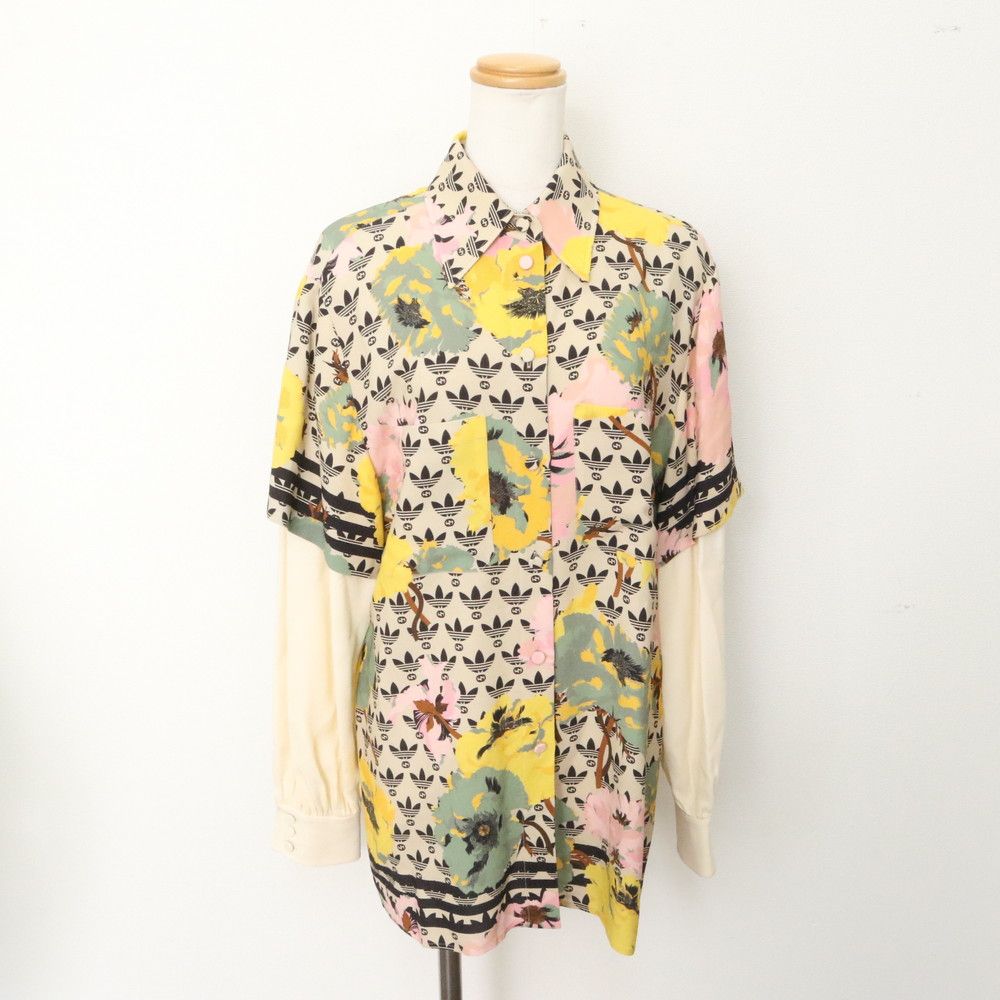 極美品 グッチ × アディダス コラボ 花柄 長袖 シャツ トップス 洋服 カットソー アパレル 723256 38 レディース MUE DM44-6【中古】