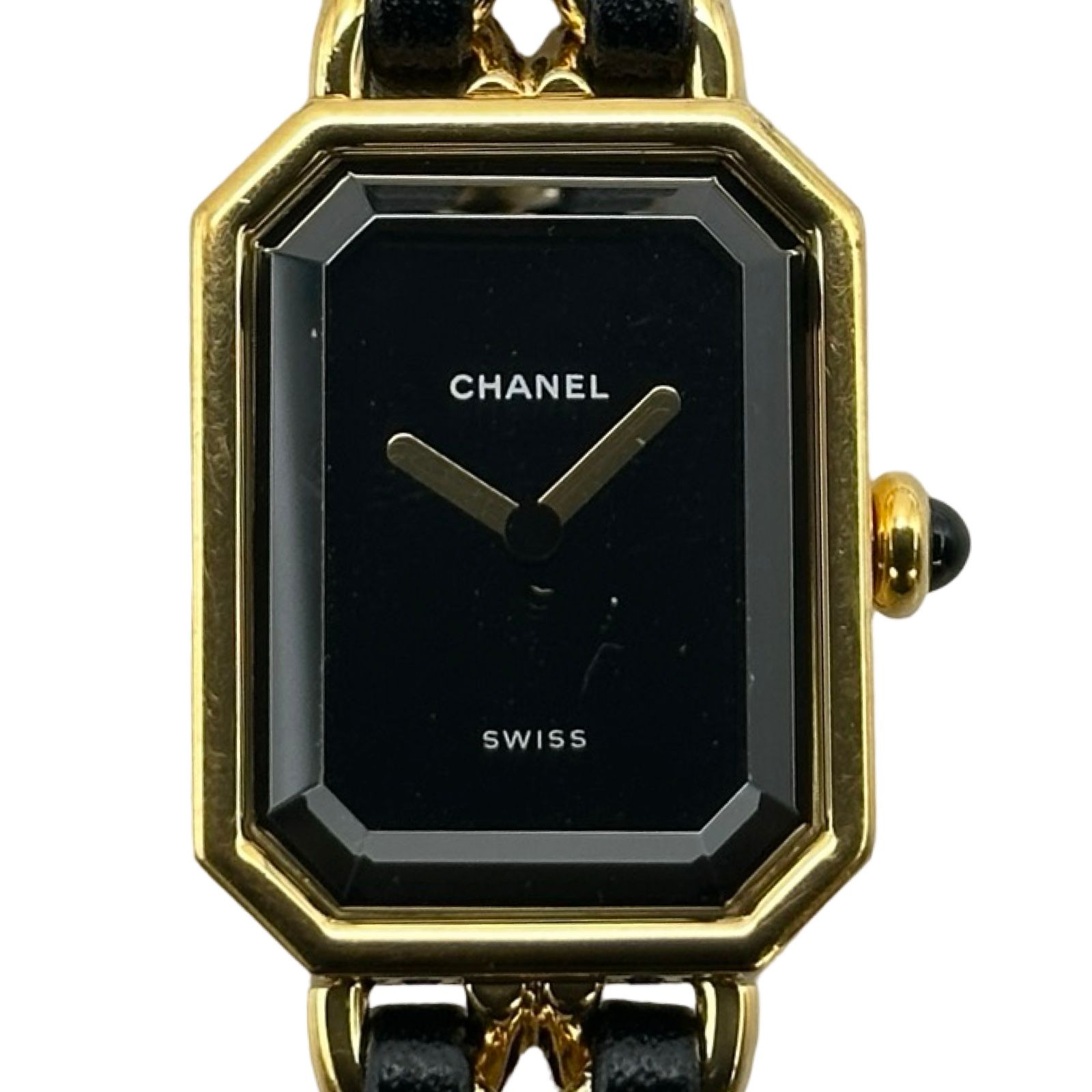 シャネル CHANEL プルミエール L H0001 ブラック ゴールドメッキ クオーツ レディース 腕時計
