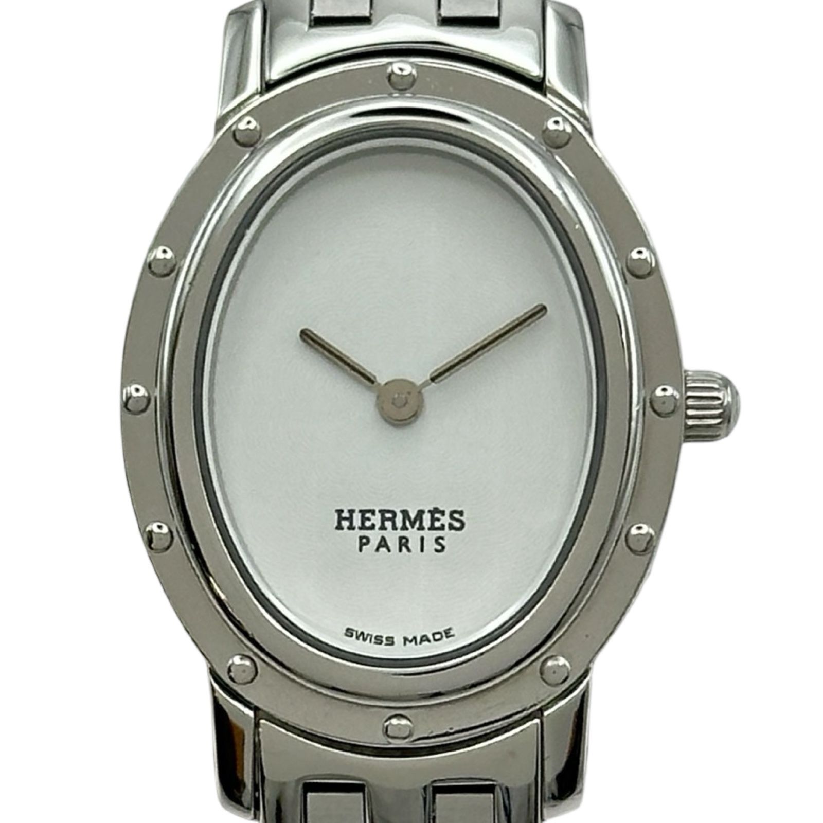エルメス HERMES クリッパーオーバル CO1.210 ホワイト ステンレススチール クオーツ レディース 腕時計