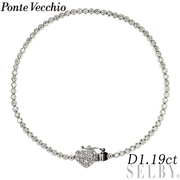 ポンテヴェキオ K18WG ダイヤモンド ブレスレット 1.19ct テニス