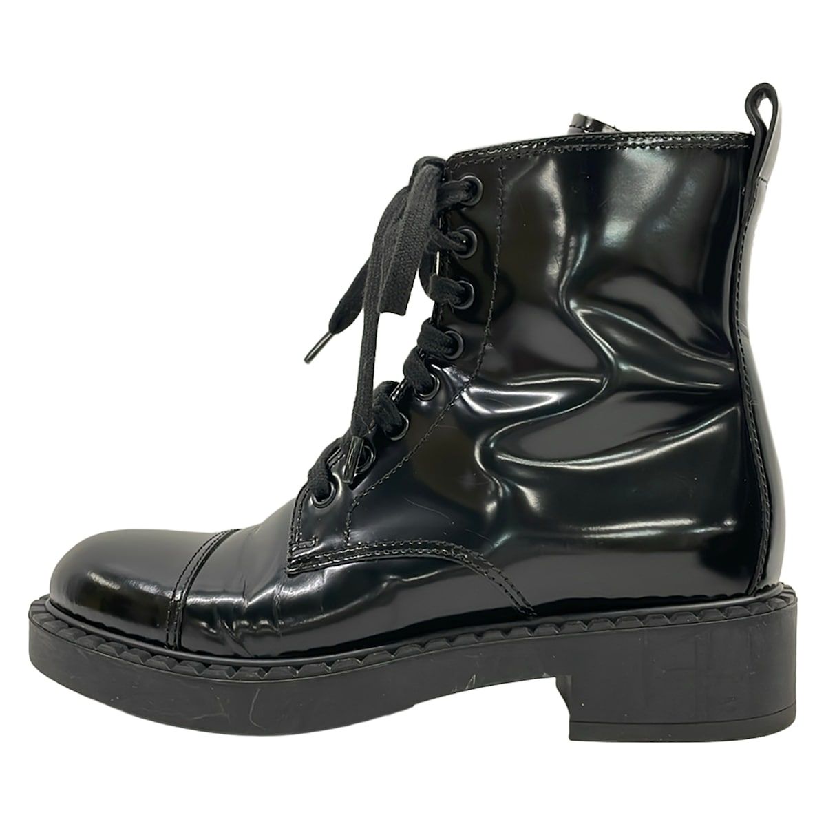 PRADA(プラダ) ショートブーツ 36 1/2 レディース - 黒 レザー