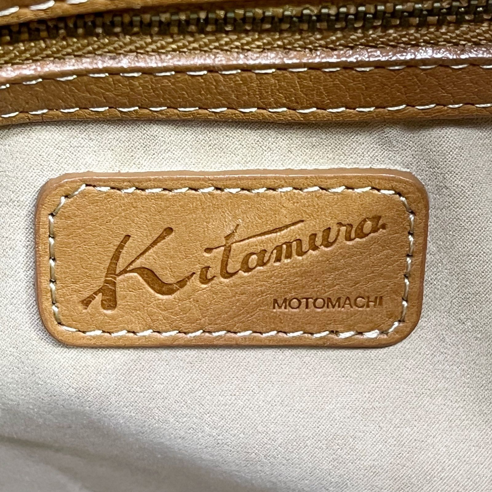 kitamura キタムラ レザー トート バッグ キャメル ロゴ カジュアル 