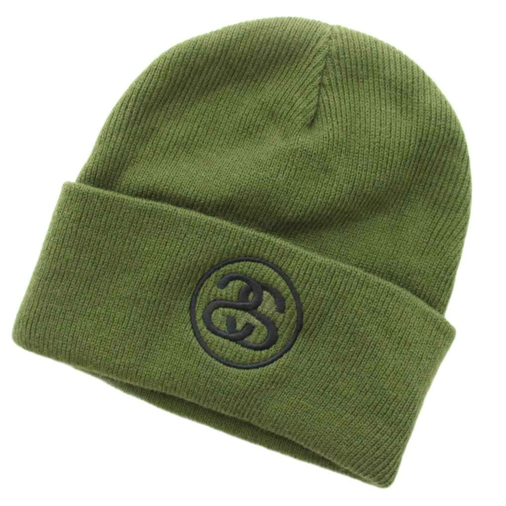 ステューシー STUSSY SS Link Cuff ビーニー ニット帽 ロゴ刺繍 カーキ