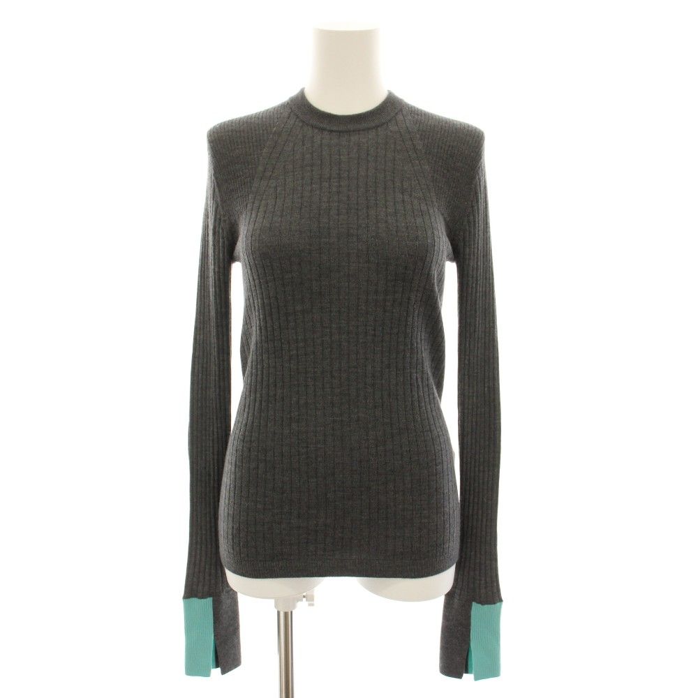 チノ CINOH クルーネックタイトニット CREW NECK TIGHT KNIT セーター 長袖 リブ編み バイカラー 38 グレー ミントグリーン 25WKN003 /YT