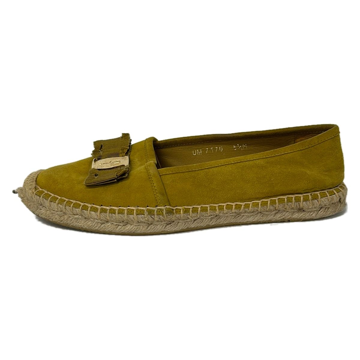 FERRAGAMO/SalvatoreFerragamo(サルバトーレフェラガモ) スリッポン 5 1/2 M レディース - ダークイエロー ヴァラ/エスパドリーユ