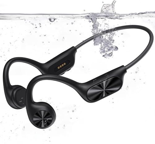 骨伝導Bluetoothイヤホン、水泳イヤホン、IPX 8完全防水、内蔵MP 3プレーヤーは音楽をダウンロードでき、32 GBメモリは最大8000曲の音楽を内蔵でき、超軽量Bluetooth 5.4は急速充電による長時間再生をサポートし、吊り下げ式デザインma