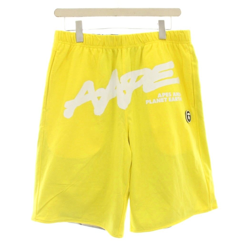 アベイシングエイプ A BATHING APE ショートパンツ ロゴ ハーフパンツ M 黄色 イエロー AAPSPM6634XXE /☆G
