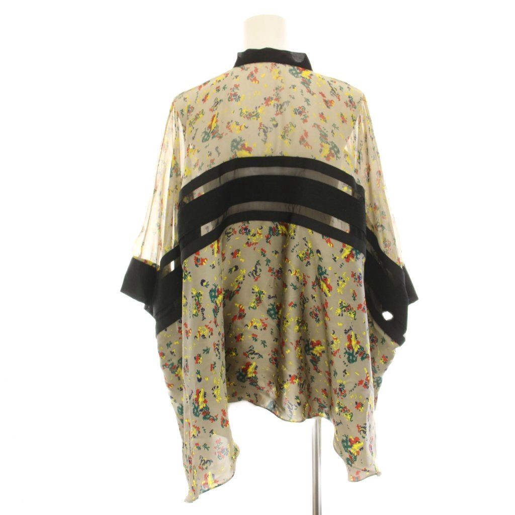 サカイ sacai 花柄 ボウタイブラウス シャツ プリント 七分袖 シアー 
