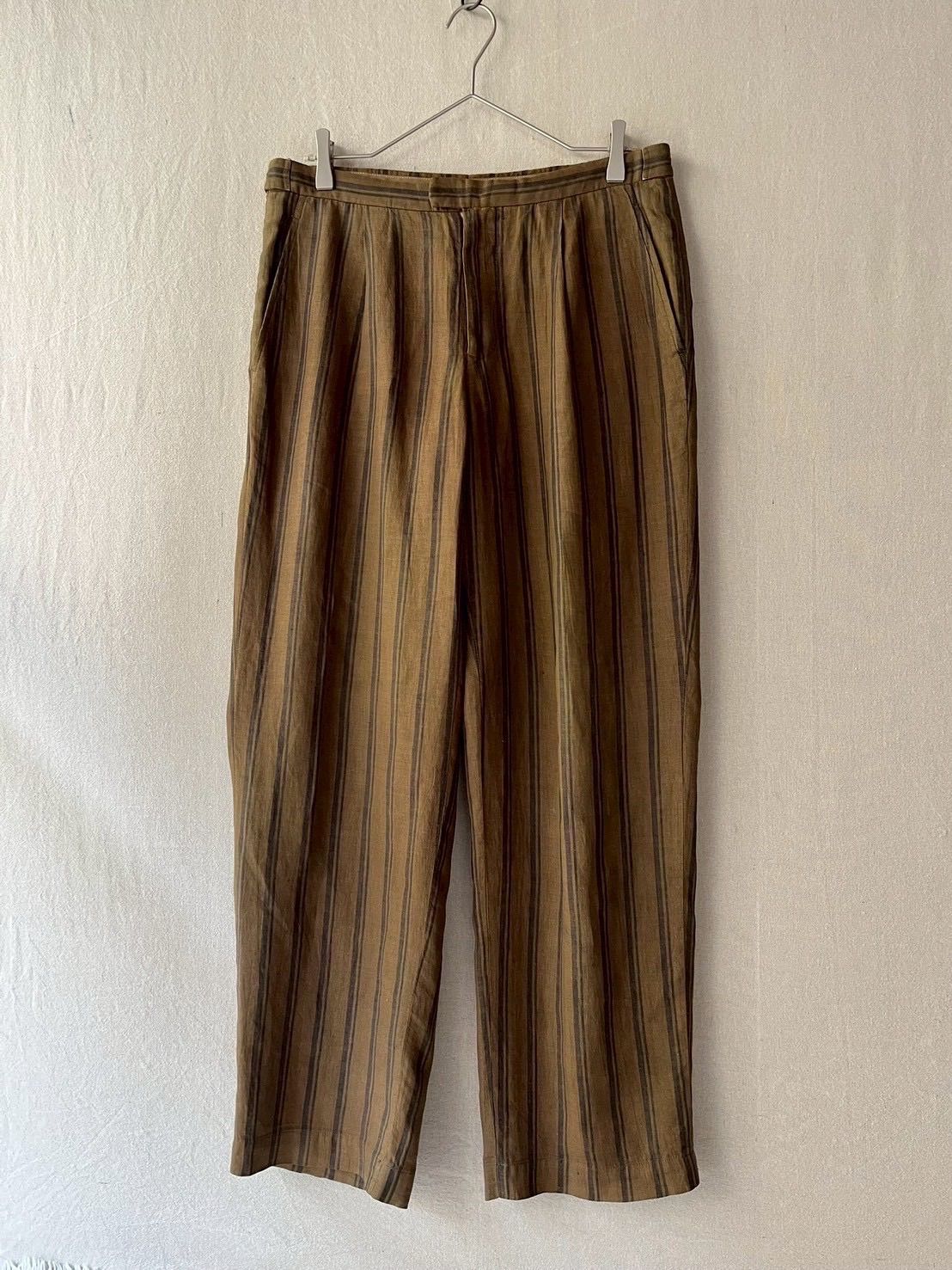 AD1997 COMME des GARCONS HOMME PLUS リネン スラックス / S ストライプ パンツ アーカイブ 90s 田中オム P6-01022-91135