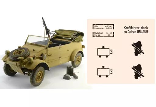 【中古】プラモデル 1/9 WW.II ドイツ軍 キューベルワーゲン Type82 部隊マーク塗装用型紙付き [IT7405MSK]