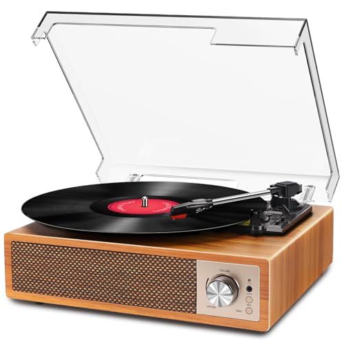 VOKSUN レコードプレーヤー Bluetooth送信と受信 USBで録音と音楽再生 スピーカー内蔵 RCAでスピーカー繋ぎ イヤホン接続 33/45/78回転と7/10/12インチ対応 AUX in 防塵蓋 日本語説明書 木目調as e91afb2c