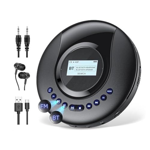 Arafuna ポータブルCDプレーヤーBluetooth5.2対応 (REC)録音機能付きFMトランスミッター・FMラジオ付き2000mAh充電式バッテリー A-Bリピート･プログラム再生 7種類EQモード CD-R・MP3･WMA・32G a9fbe381