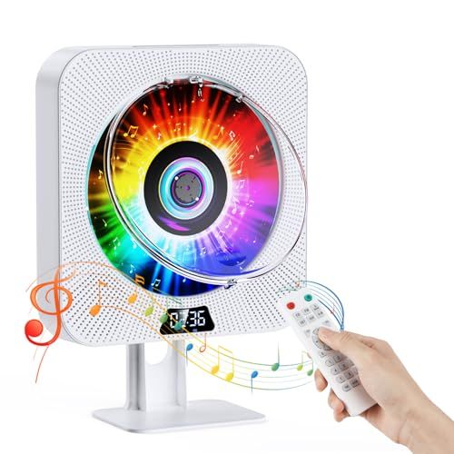 Gueray cdプレーヤー bluetooth送受信両対応 壁掛け&卓上式 スピーカー内蔵 おしゃれ cdプレイヤー USB/SDカードに対応 FMラジオ機能 cdラジカセ AUX機能 車用対応 リモコン付き 操作簡単 高齢者向け cdラジ 75cb9de1