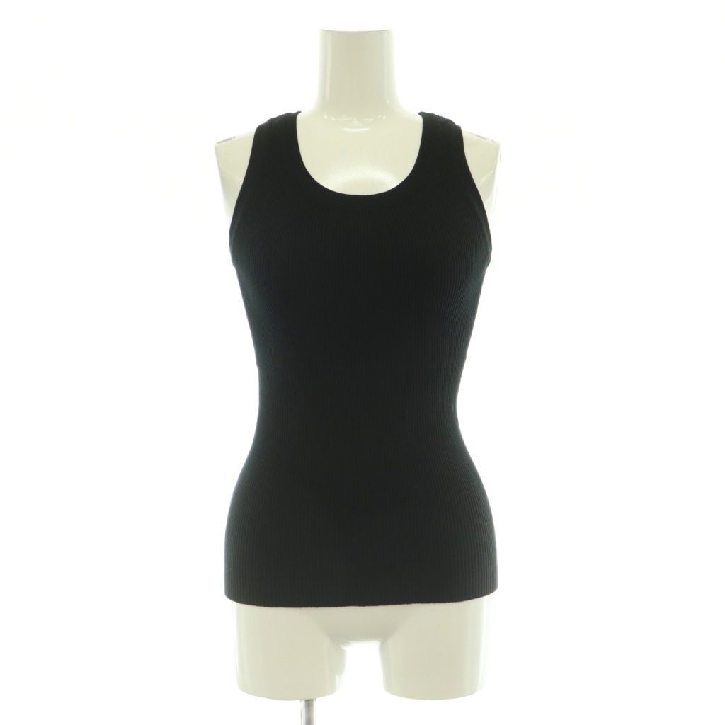 オーラリー AURALEE GIZA HIGH GAUGE RIB KNIT TANK ギザハイゲージリブニットタンクトップ Uネック ワンカラー 1 黒 ブラック A00T03HR /BB