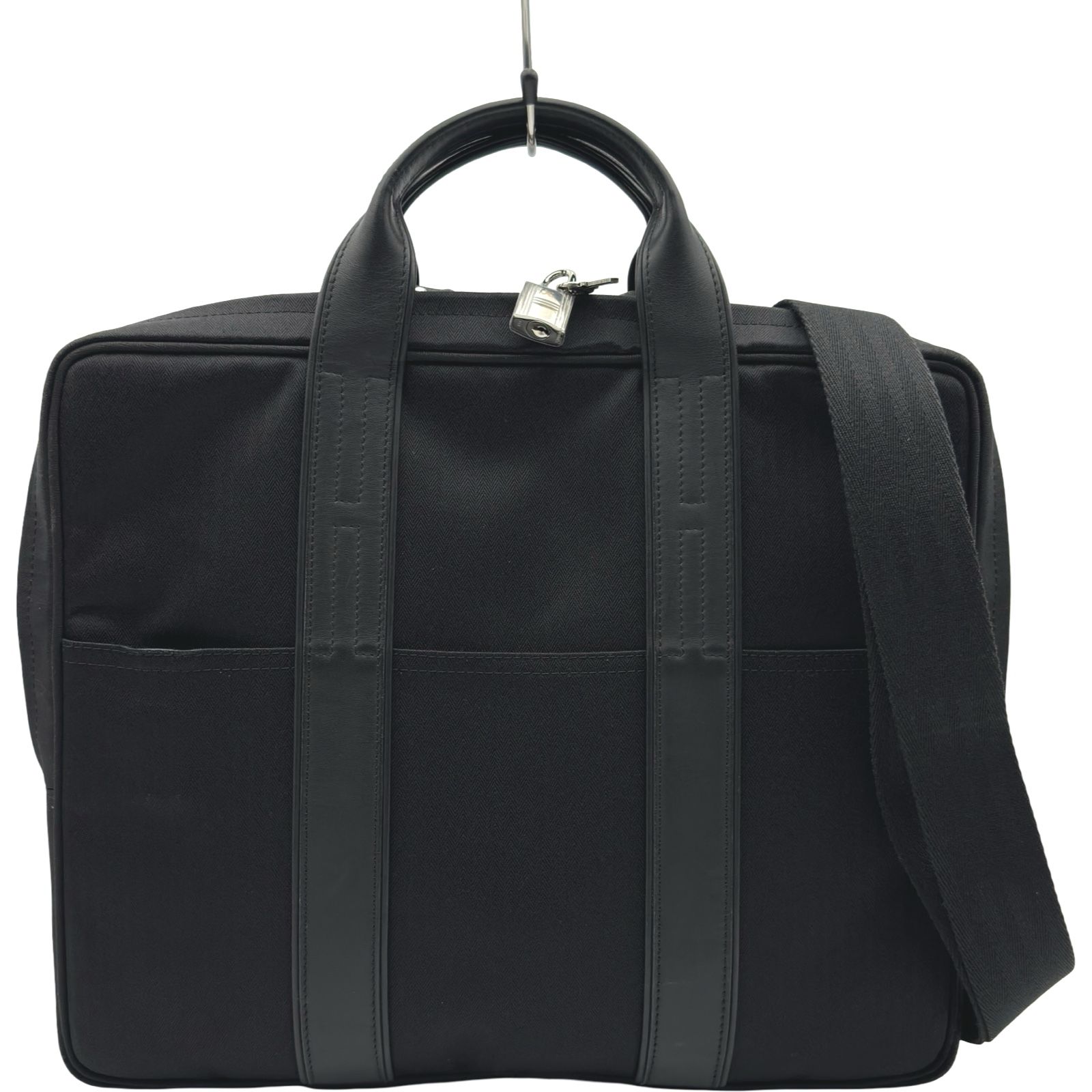 エルメス HERMES アカプルコ オディナトゥール ブラック シルバー金具 トワル レザー メンズ ビジネスバッグ ショルダーバッグ