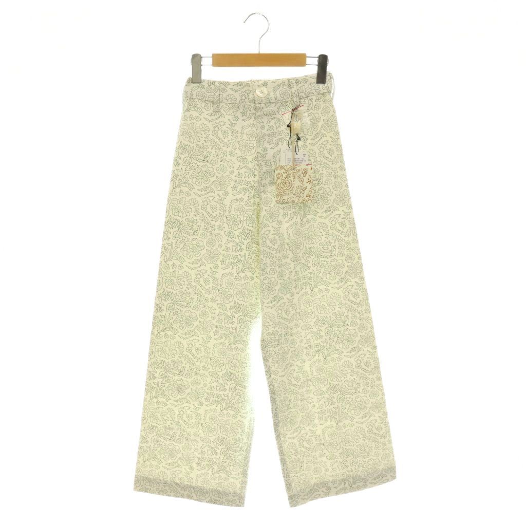 エスゼット SZ BLOCKPRINTS アパルトモン取扱 24SS Disco Pants パンツ ワイド 総柄 XS ホワイト グリーン /HK ■OS