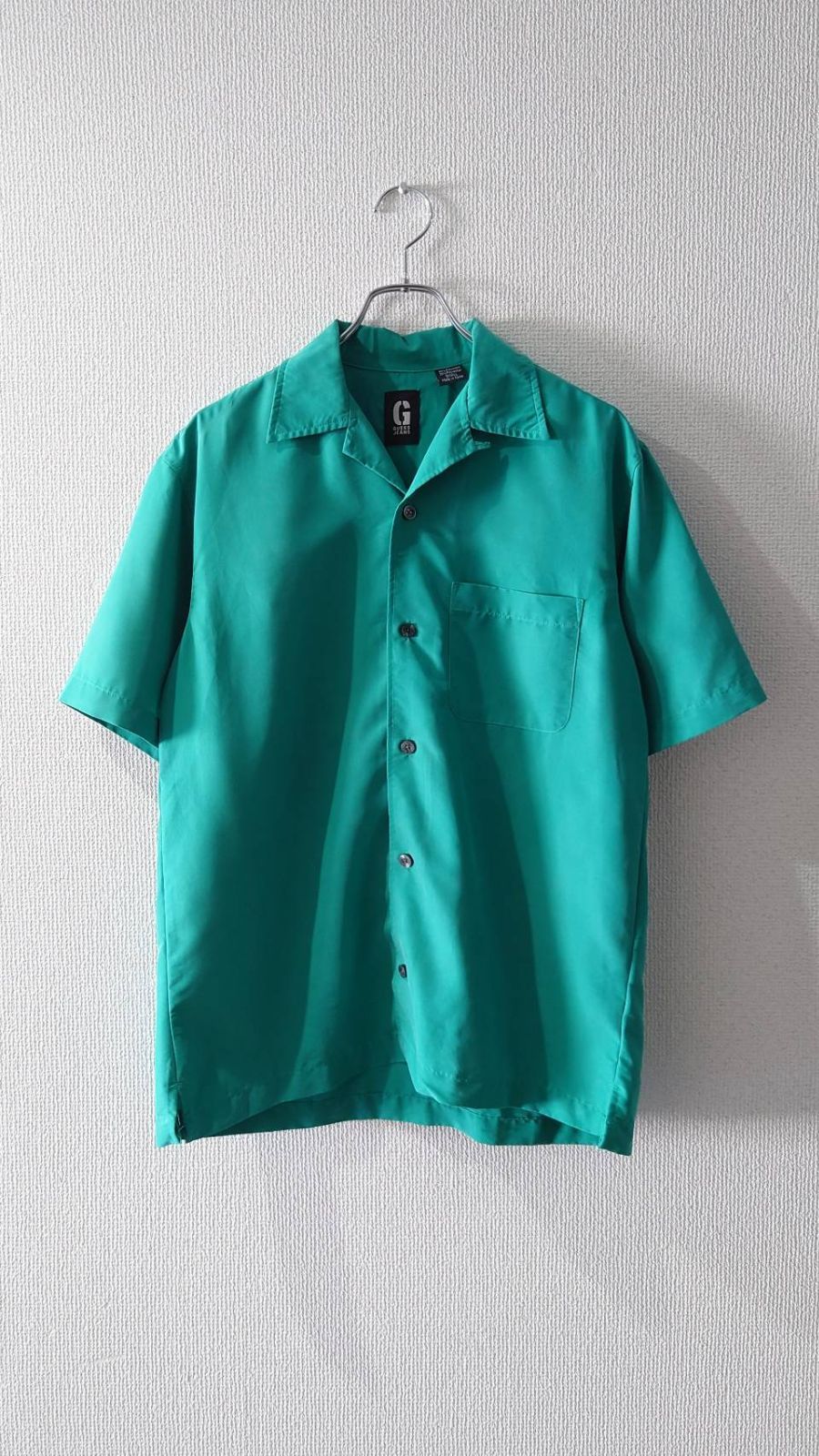 90’s GUESS JEANS Peach Skin Short Sleeve Loop Collar Shirt S