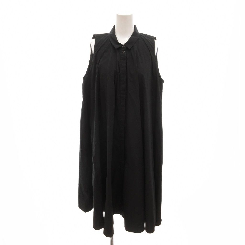 ダブルスタンダードクロージング ダブスタ DOUBLE STANDARD CLOTHING 美品 ワンピース F 黒 ブラック ノースリーブ ミドル丈 レギュラーカラー /IL