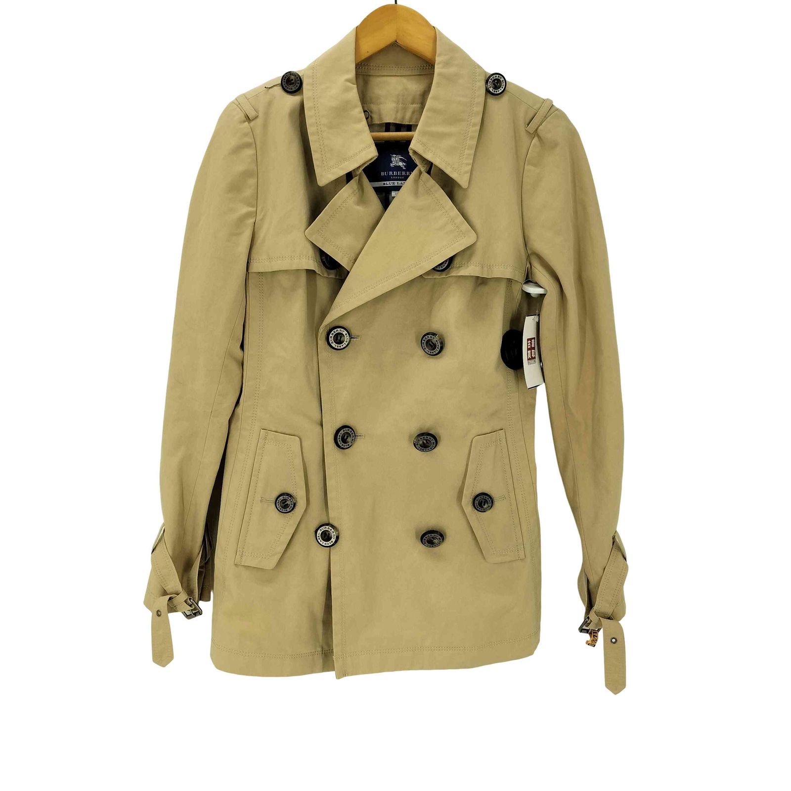 バーバリーブルーレーベル BURBERRY BLUE LABEL Balmacaan Coat 裏地ノバチェック ガンフラップ付き ダブル バルマカーン ステンカラー コート レディース 40
