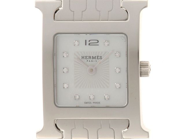 HERMES エルメス ウォッチ Hウォッチ 11PD 時計 HH1.210 腕時計 ステンレス/ダイヤモンド ホワイト クオーツ レディース【中古】437