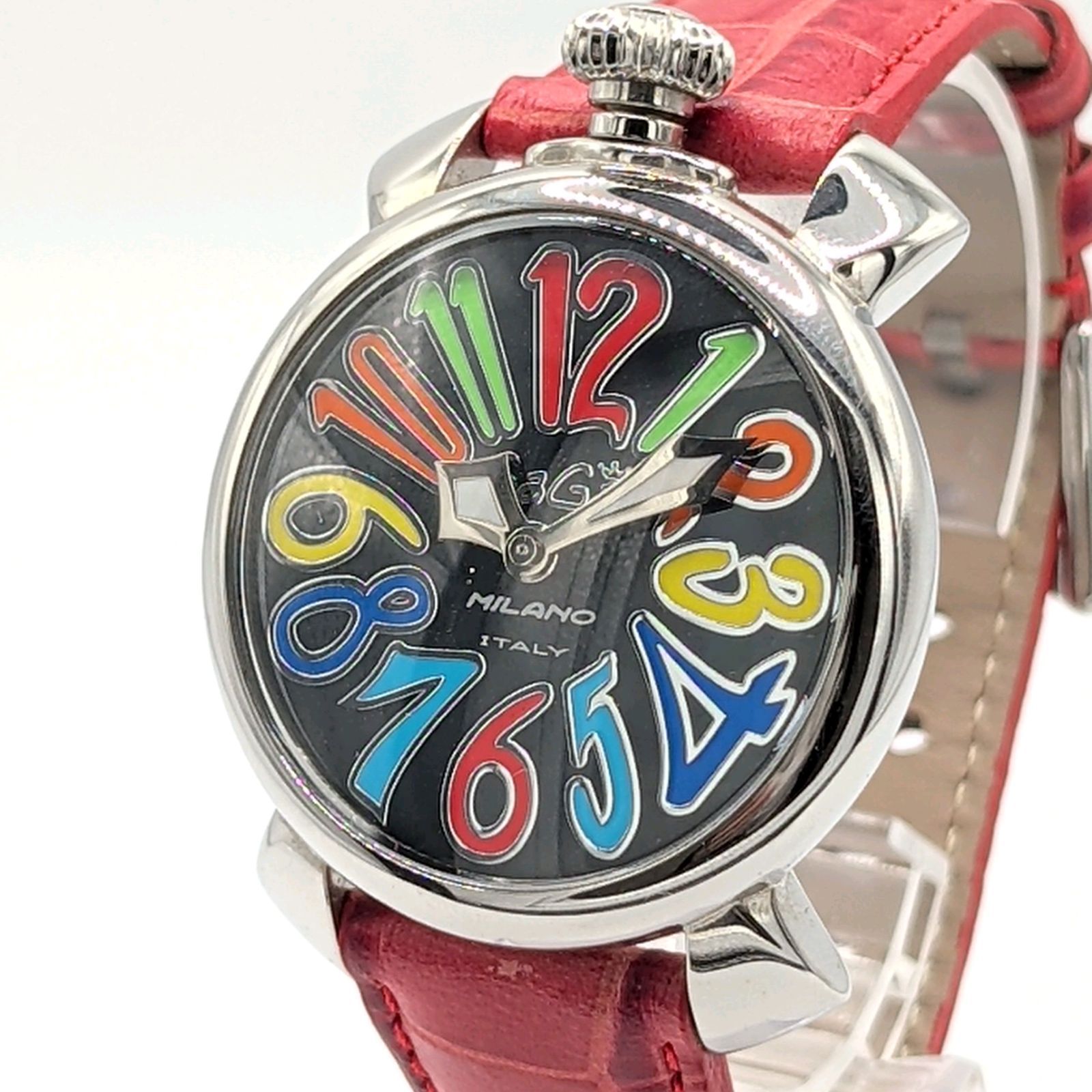 GaGa MILANO Manuale MM40 Watch quartz Ladies Black Round Shell dial ガガミラノ マヌアーレ 40mm 時計 クオーツ メンズ シルバー ラウンド シェル文字盤 稼働品