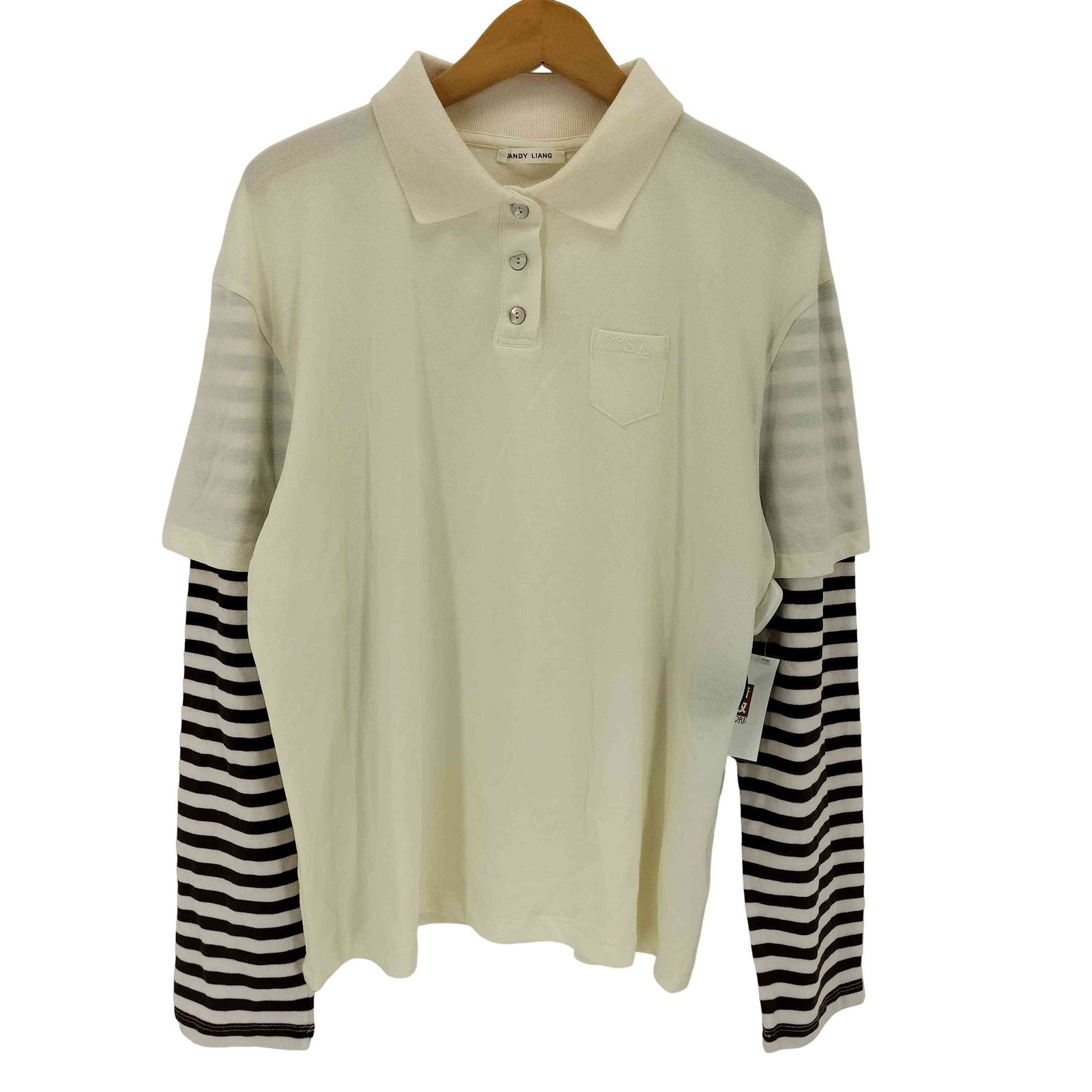 ユーズドフルギ USED古着 {{SANDY LIANG}} 26SS DEW TOP ボーダー袖 ポロシャツ import レディース import：S
