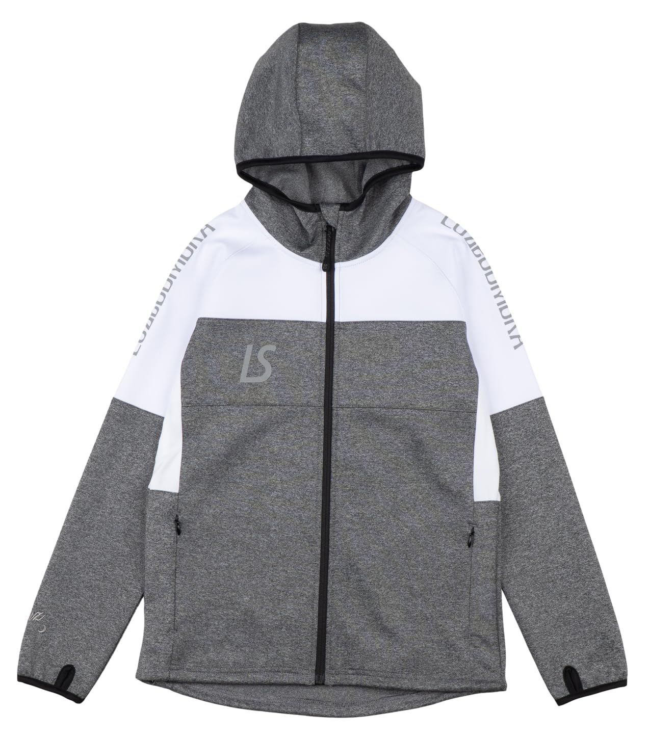 新品 [ルースイソンブラ] ジュニア ジャージトップ Jr SINGLE FACE JERSEY HOODIE FULLZIP JACKET (JP 身長 130 Mグレー/ホワイト)