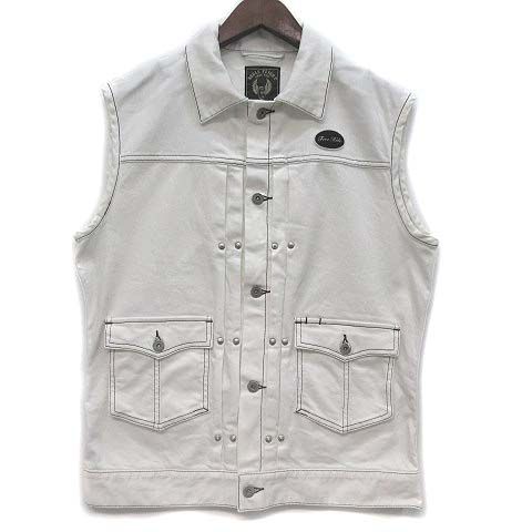 スカルフライト SKULL FLIGHT ライダース ストレッチ ベスト タイプ2 ホワイトデニム Riders Stretch Vest Type2 ホワイト 白 42