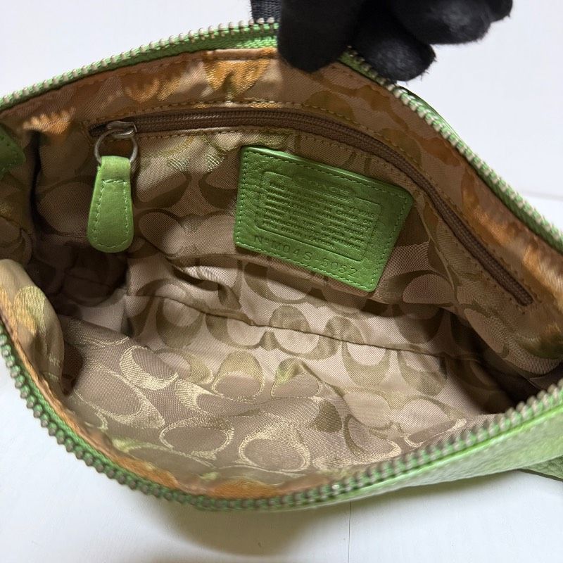 激レア】COACH コーチ 5052 レザー ワンショルダーバッグ グリーン 