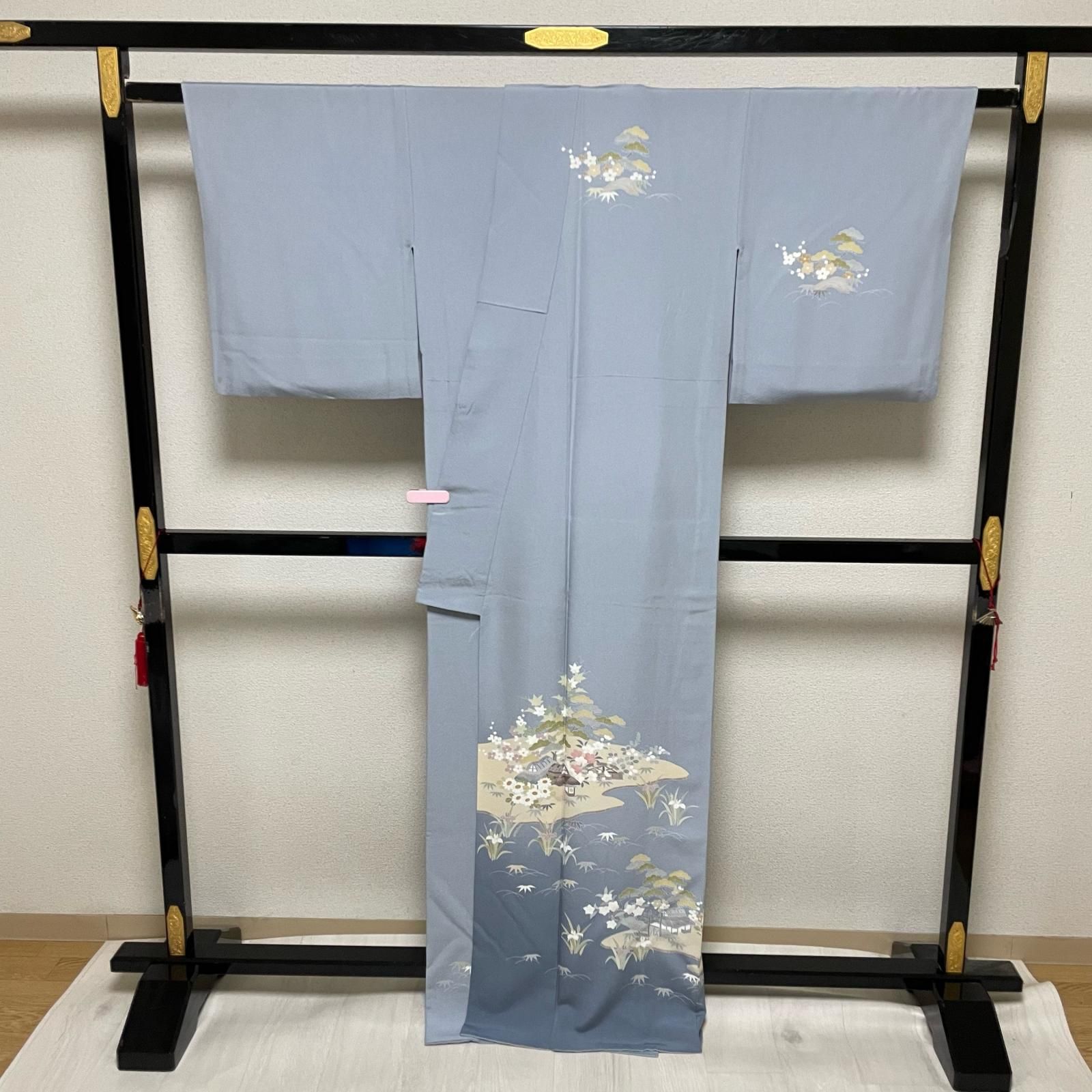 付下げ 裄68 胴抜き仕立て 上品な風景の染め しわあせガード 着物 正絹
